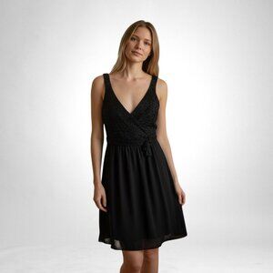 CK Calvin Klein Navy Silk Bugle beaded dress Size 8